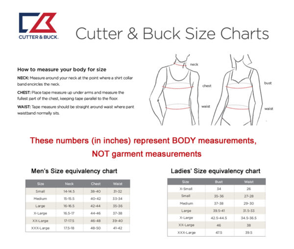 Cutter&Buck Body Measurement Charts